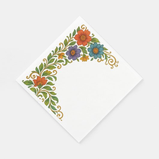 Lebhaftes farbenprächtiges Blumenmuster Serviette (Ecke)