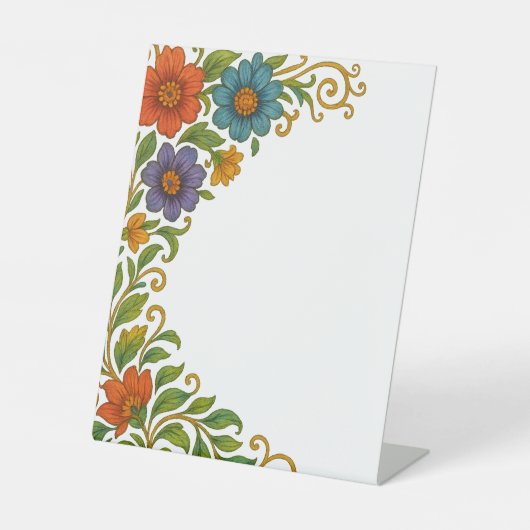 Lebhaftes farbenprächtiges Blumenmuster Sockelschild (Vorderseite)