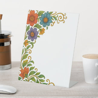 Lebhaftes farbenprächtiges Blumenmuster Sockelschild