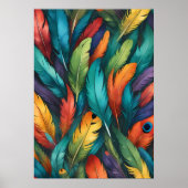Lebhaftes farbenprächtiges Boho Feather Pattern Poster (Vorne)