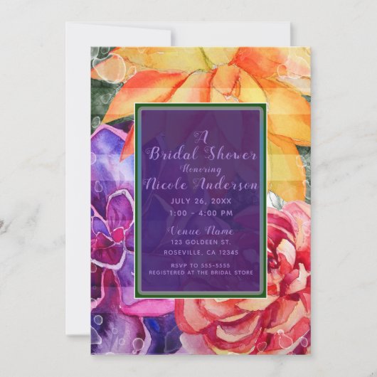 Lebhaftes, farbenprächtiges Brautparty Einladung (Vorderseite)