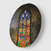 Lebhaftes farbenprächtiges Glasfenster Große Wanduhr (Winkel)