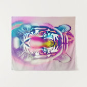 Lebhaftes farbenprächtiges Tigergefecht Wandteppich (Vorderseite (Horizontal))