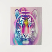 Lebhaftes farbenprächtiges Tigergefecht Wandteppich (Vorderseite)