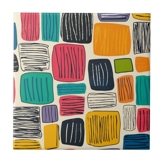 Lebhaftes farbiges Box-Muster (2) Fliese (Vorderseite)