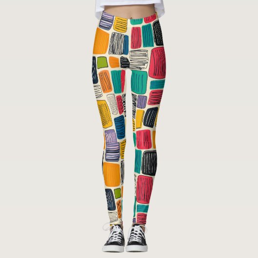 Lebhaftes farbiges Box-Muster (2) Leggings (Vorderseite)