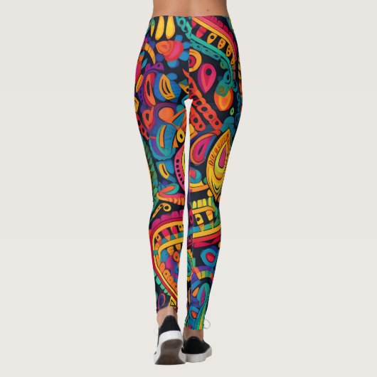 Lebhaftes farbiges indisches Textil-Muster Leggings (Rückseite)