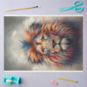 Lebhaftes farbiges Löwenkopfdekoupage Seidenpapier (Basteln)