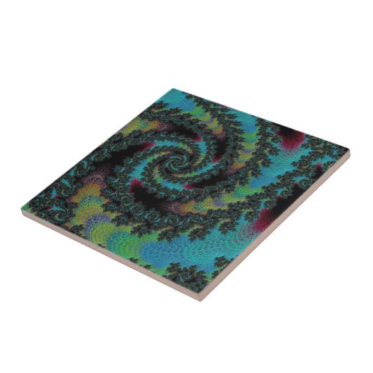 Lebhaftes farbiges Pinwheel Teppich Fraktal Abstra Fliese (Seite)