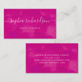 Lebhaftes, feines Rosa| Wasserfarbe und Schrift Visitenkarte (Vorne/Hinten)