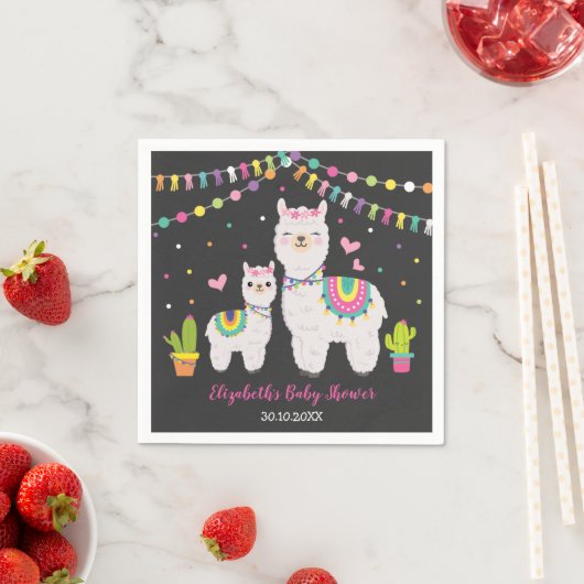 Lebhaftes Fiesta Llama Alpaca Baby Duschdekor Serviette (Beispiel)