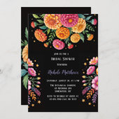 Lebhaftes Fiesta Wedding Bouquet Brautparty Einladung (Vorne/Hinten)