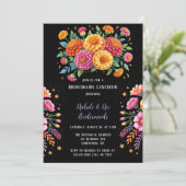 Lebhaftes Fiesta Wedding Bouquet Bridesmaids Mitta Einladung (Stehend Vorderseite)