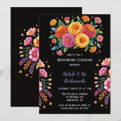 Lebhaftes Fiesta Wedding Bouquet Bridesmaids Mitta Einladung (Vorne/Hinten)