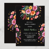 Lebhaftes Fiesta Wedding Bouquet Brunch & Bubbly Einladung (Vorne/Hinten)