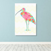 Lebhaftes florales Ibis Zickzack tropisches Design Leinwanddruck (Insitu (Holzboden))