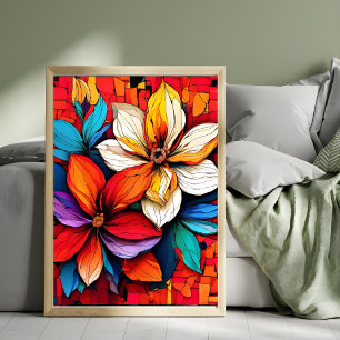 Lebhaftes florales Mosaik Fotodruck