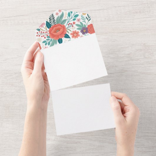 Lebhaftes, florales Multioptikmuster All In One Einladung (Abreißen)