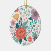 Lebhaftes, florales Multioptikmuster Keramik Ornament (Rechts)