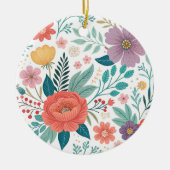 Lebhaftes, florales Multioptikmuster Keramik Ornament (Vorne)