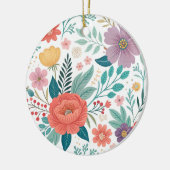 Lebhaftes, florales Multioptikmuster Keramik Ornament (Links)