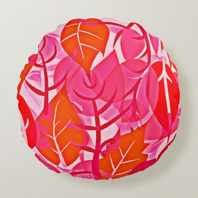 Lebhaftes Foliage Elegance Muster Rundes Kissen (Vorderseite)
