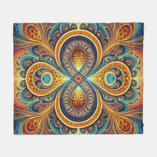 Lebhaftes Fraktal Art Fleece Blanket (Vorderseite (Horizontal))