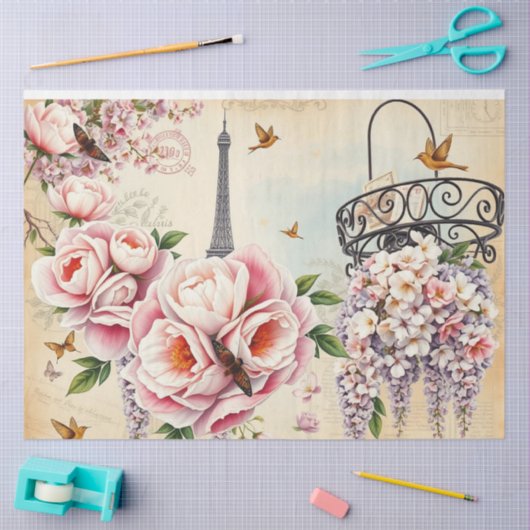 Lebhaftes französisches Collage Decoupage | Parise Seidenpapier (Basteln)