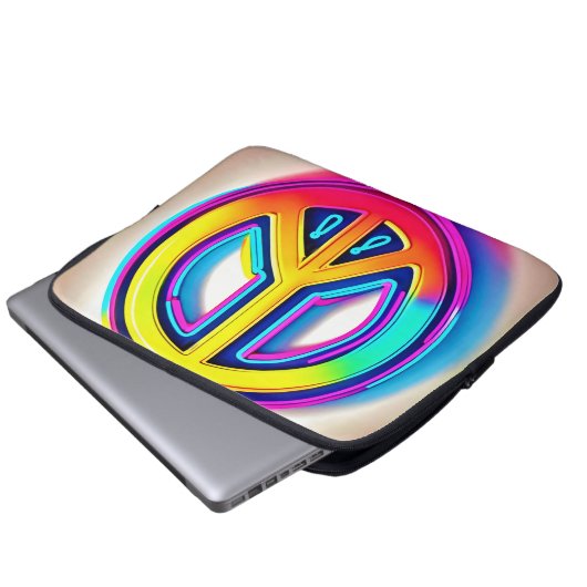 Lebhaftes Friedenswerk Laptopschutzhülle (Vorne Knopf)