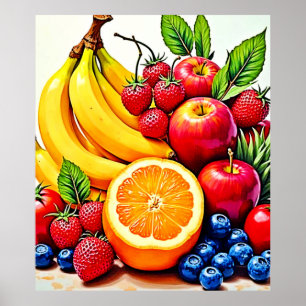 Lebhaftes frisches Obst Poster
