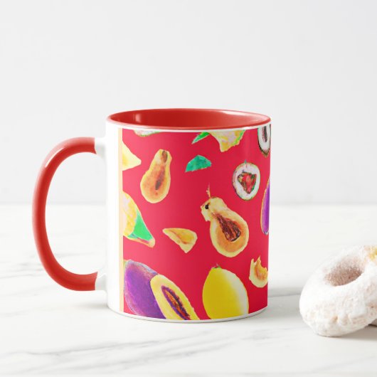 Lebhaftes Fruchtigkeit Delight Pattern Tasse (Mit Donut)