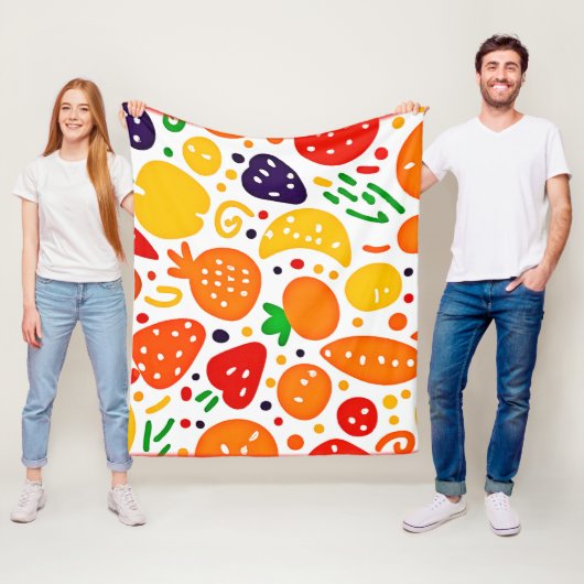 Lebhaftes Fruchtmuster Fleecedecke (Beispiel)