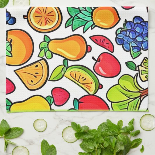 Lebhaftes Fruchtmuster Geschirrtuch (Gefaltet)
