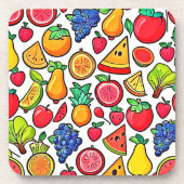 Lebhaftes Fruchtmuster Getränkeuntersetzer (Vorderseite)