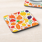 Lebhaftes Fruchtmuster Getränkeuntersetzer (Linke Seite)