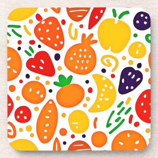 Lebhaftes Fruchtmuster Getränkeuntersetzer (Vorderseite)
