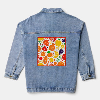 Lebhaftes Fruchtmuster Jeansjacke