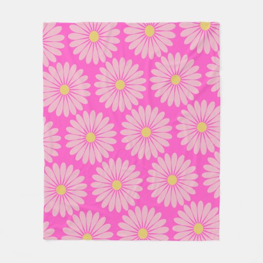 Lebhaftes Fun Retro Bright Pink Daisy floral Muste Fleecedecke (Vorderseite)