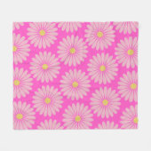 Lebhaftes Fun Retro Bright Pink Daisy floral Muste Fleecedecke (Vorderseite (Horizontal))
