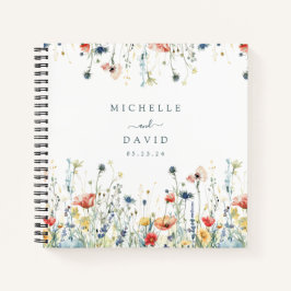 Lebhaftes Gästebuch der Wildblume Wedding Notizblock