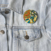 Lebhaftes Gelb & Türkis Art Deco Schmetterlingskun Button (Beispiel)