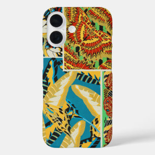 Lebhaftes Gelb & Türkis Art Deco Schmetterlingskun iPhone 16 Hülle