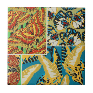 Lebhaftes Gelb & Türkis Art Deco Schmetterlingskun Fliese
