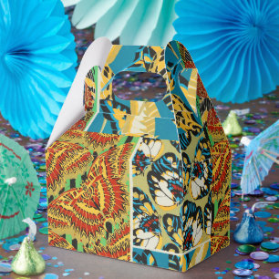 Lebhaftes Gelb & Türkis Art Deco Schmetterlingskun Geschenkschachtel