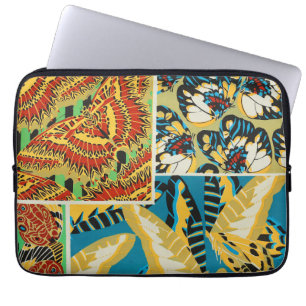 Lebhaftes Gelb & Türkis Art Deco Schmetterlingskun Laptopschutzhülle