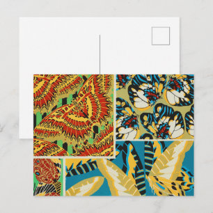 Lebhaftes Gelb & Türkis Art Deco Schmetterlingskun Postkarte