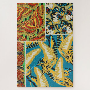 Lebhaftes Gelb & Türkis Art Deco Schmetterlingskun Puzzle