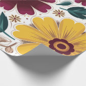 Lebhaftes Gelb und Burgund Geschenkpapier (Ecke)