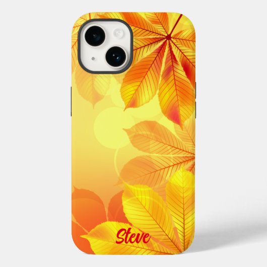 Lebhaftes gelbes Blatt anpassbar Case-Mate iPhone Hülle (Rückseite)