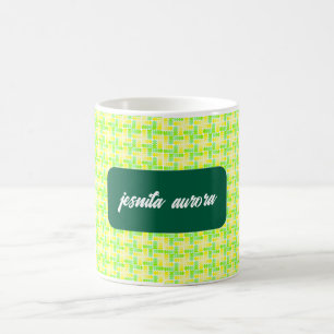 Lebhaftes gelbes und grünes geometrisches Kreuzmus Kaffeetasse